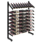 Matte black single-sided wine rack holding red and white bottles on angled and flat tiers