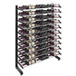 Single-sided wine bottle rack with matte black frame, multiple rows of bottles