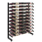 Single-sided wine bottle rack angled view, matte black frame with stacked bottles