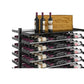 Wine bottle display rack with top shelf and double-sided rows of red and white bottles