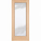 Wine cellar door with full-length glass, natural light wood frame, square top