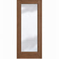 Full-length glass wine cellar door with square top, warm light wood frame