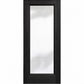Wine cellar door with full-length glass, black wood frame, square top