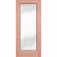 Wine cellar door with full-length glass, reddish wood frame, square top