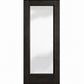Wine cellar door with full-length glass, dark charcoal wood frame, square top