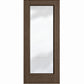 Wine cellar door with full-length glass, dark brown wood frame, square top
