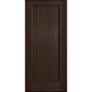 Solid wine cellar door with square top, deep brown finish, framed vertical panel slats.