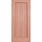 Solid wine cellar door with square top, light pinkish-brown finish, framed vertical panel slats.
