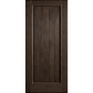 Solid wine cellar door with square top, dark brown finish, framed vertical panel slats.