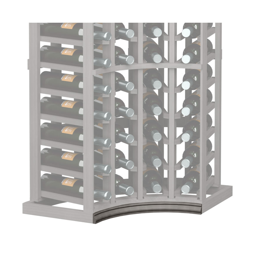 Curved corner wine rack base molding with dark gray/black trim