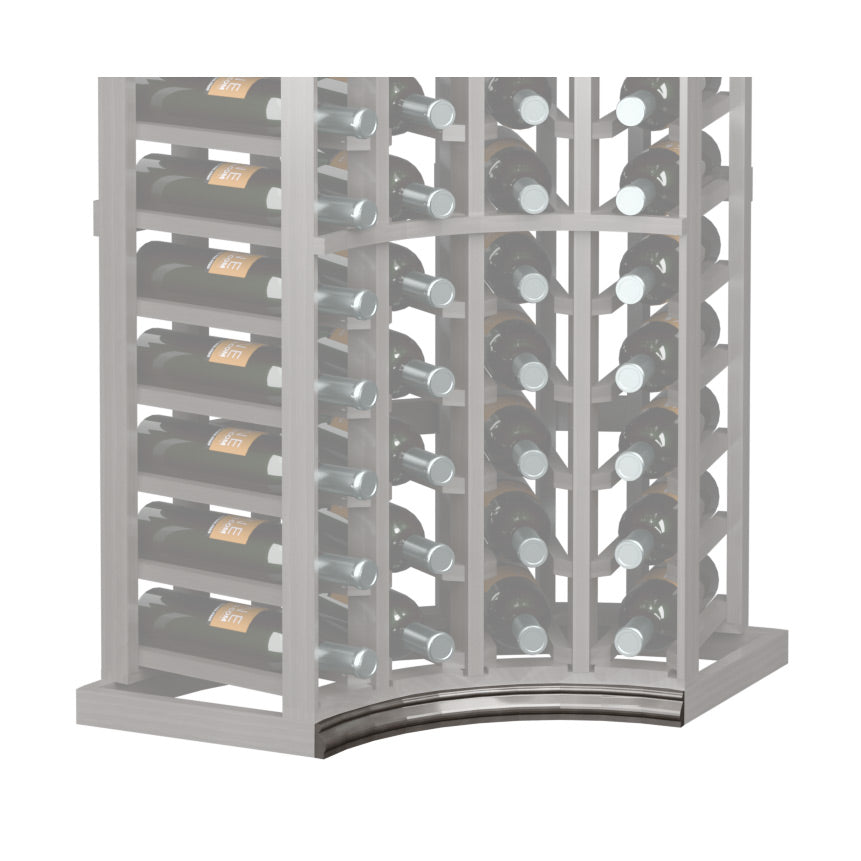 Curved corner wine rack base molding with dark gray/black arched trim