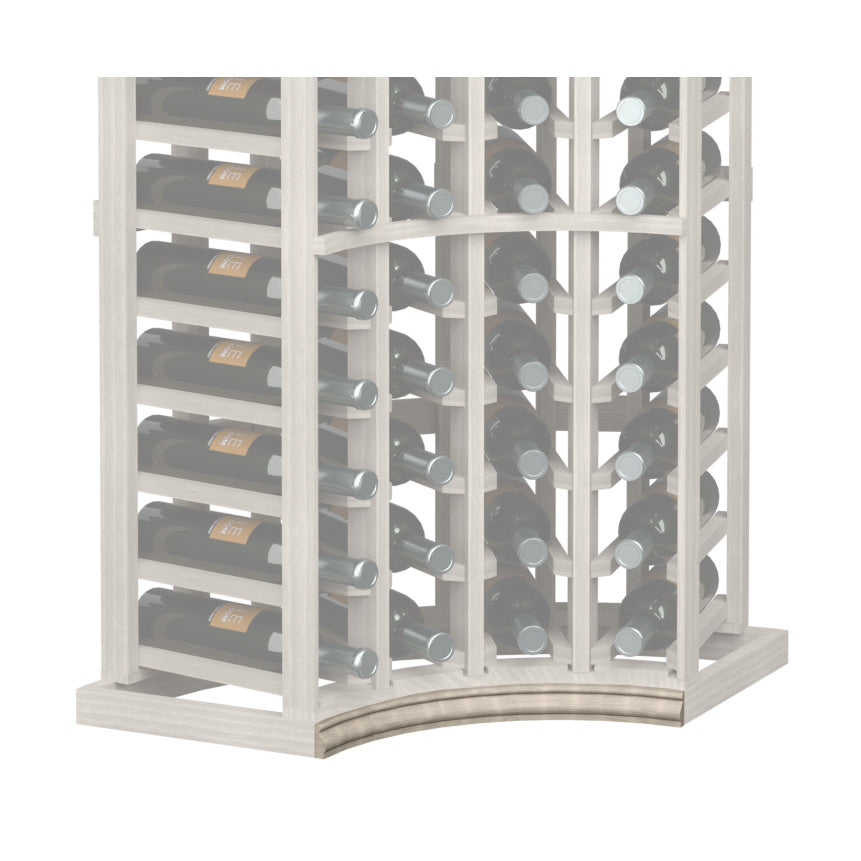 Curved corner rack base molding, light wood with curved front edge