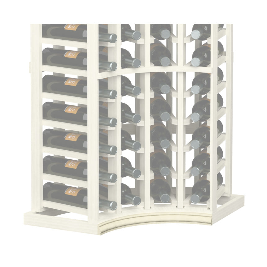 Curved corner rack base molding, white-toned light frame with curved front edge