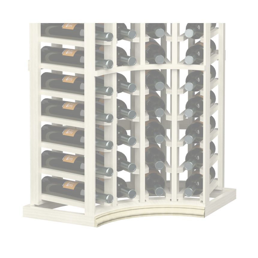 Curved corner rack base molding, pale light wood with curved front edge