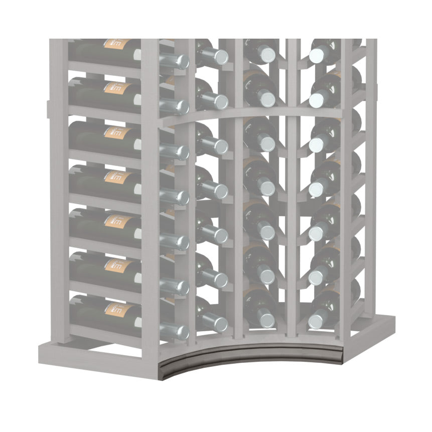 Curved corner wine rack base molding with dark arched trim