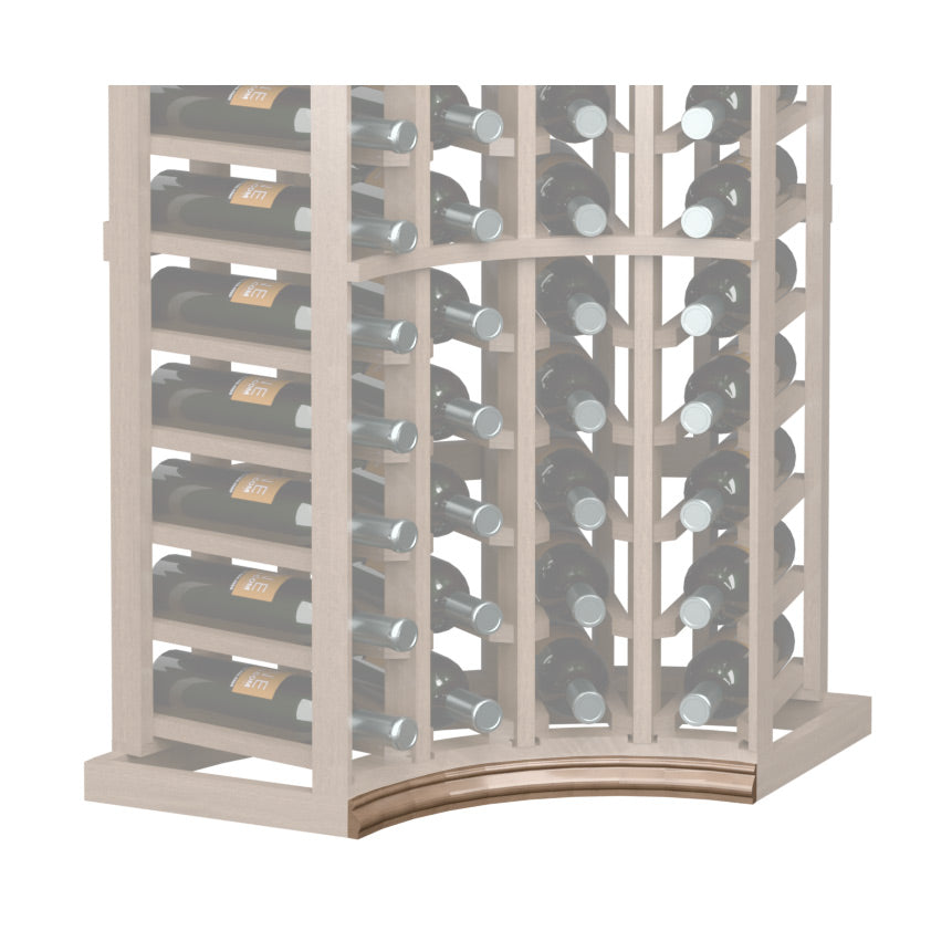 Curved corner wine rack base molding with light beige arched trim