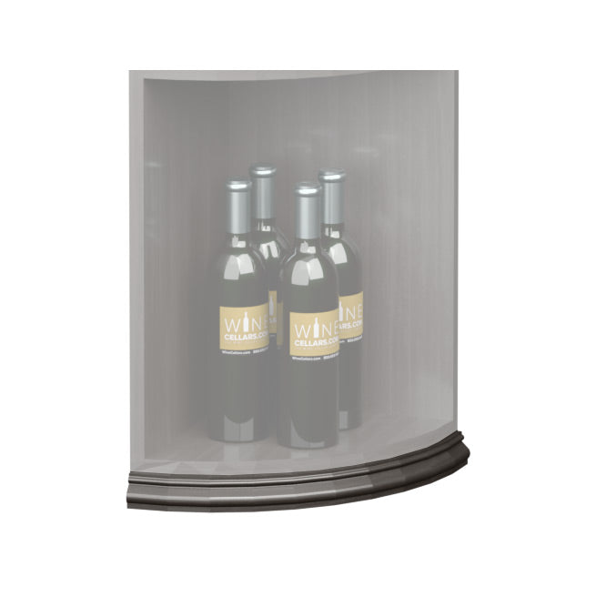 Curved quarter-round shelf base molding with charcoal gray finish and curved rounded profile