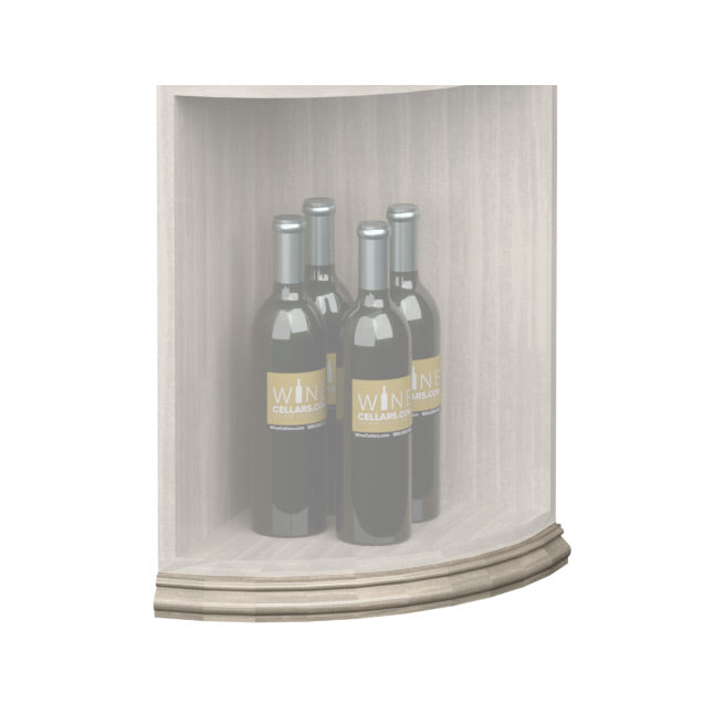 Curved quarter-round base molding, natural light wood strip with rounded bottom profile