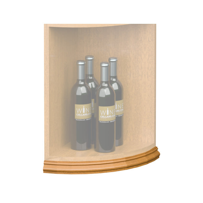 Warm natural tone curved quarter-round shelf base molding with rounded front edge.