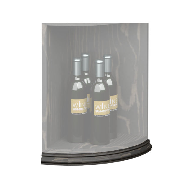 Dark gray curved quarter-round shelf base molding with smooth rounded edge.