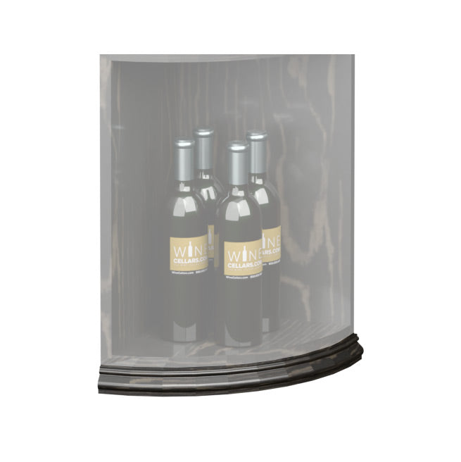 Charcoal gray curved quarter-round shelf base molding with rounded front profile.