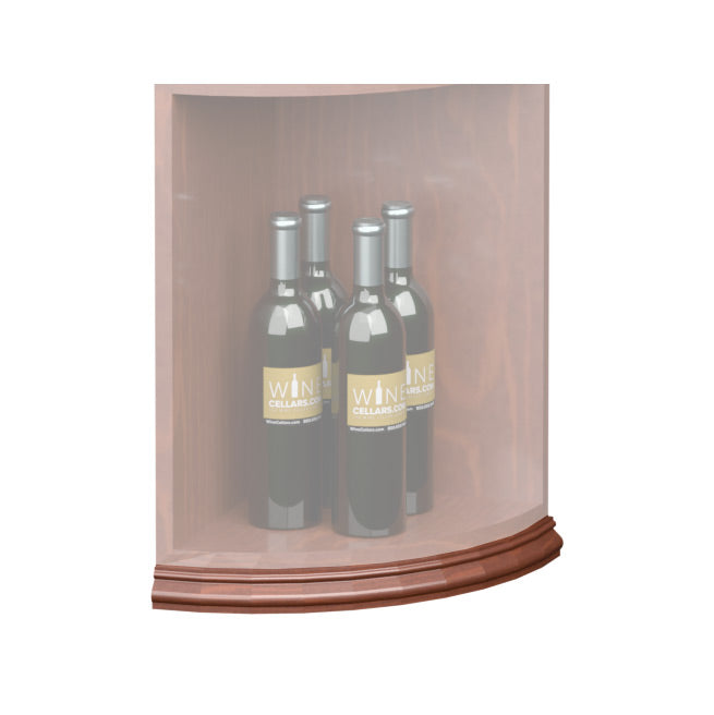 Rich brown curved quarter-round shelf base molding with rounded front edge.