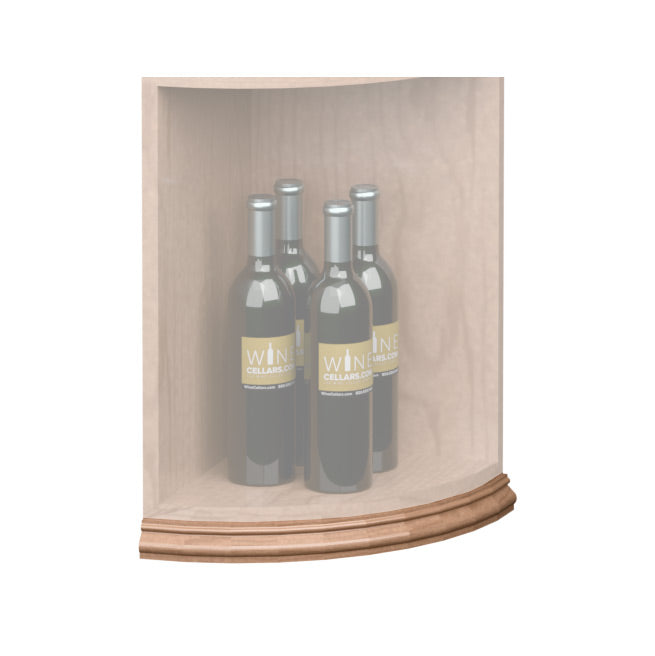 Beige tan curved quarter-round shelf base molding with rounded front lip.