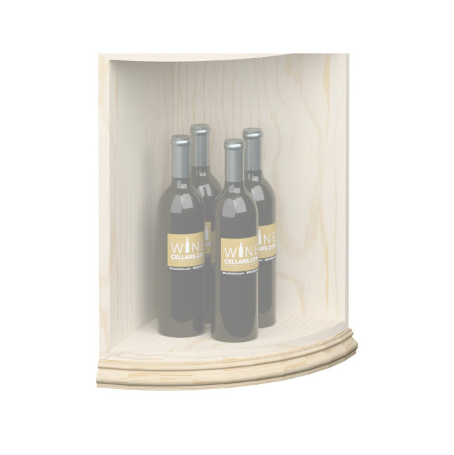 Curved quarter-round shelf base molding with pale wood finish and rounded edge trim