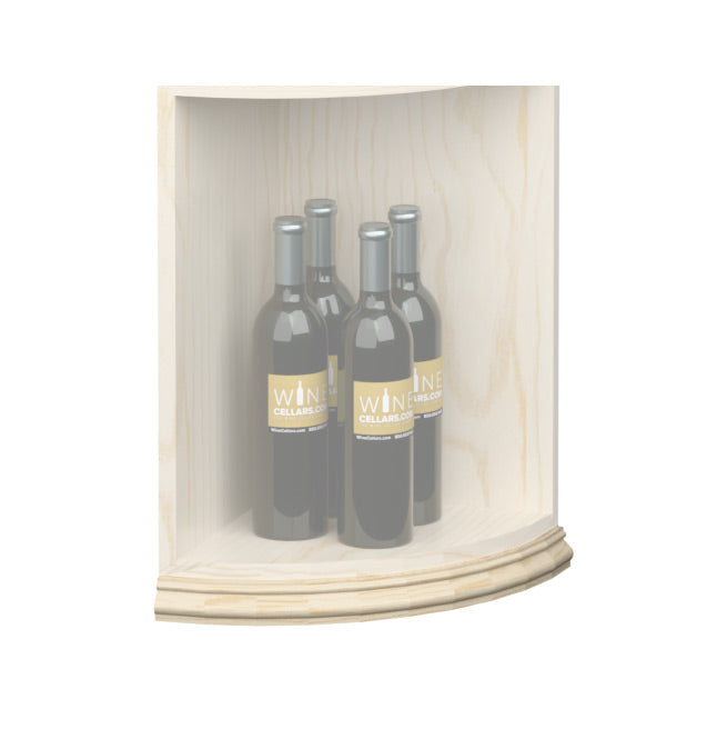 Curved quarter-round shelf base molding in light wood with smooth rounded profile