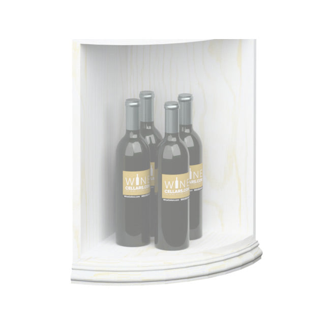 Curved quarter-round shelf base molding with light finish, shown on shelf interior.