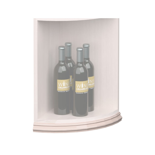 Curved quarter round shelf base molding, white finish and smooth curved profile edge