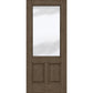 Medium wood wine cellar door with upper glass panel and two inset lower panels