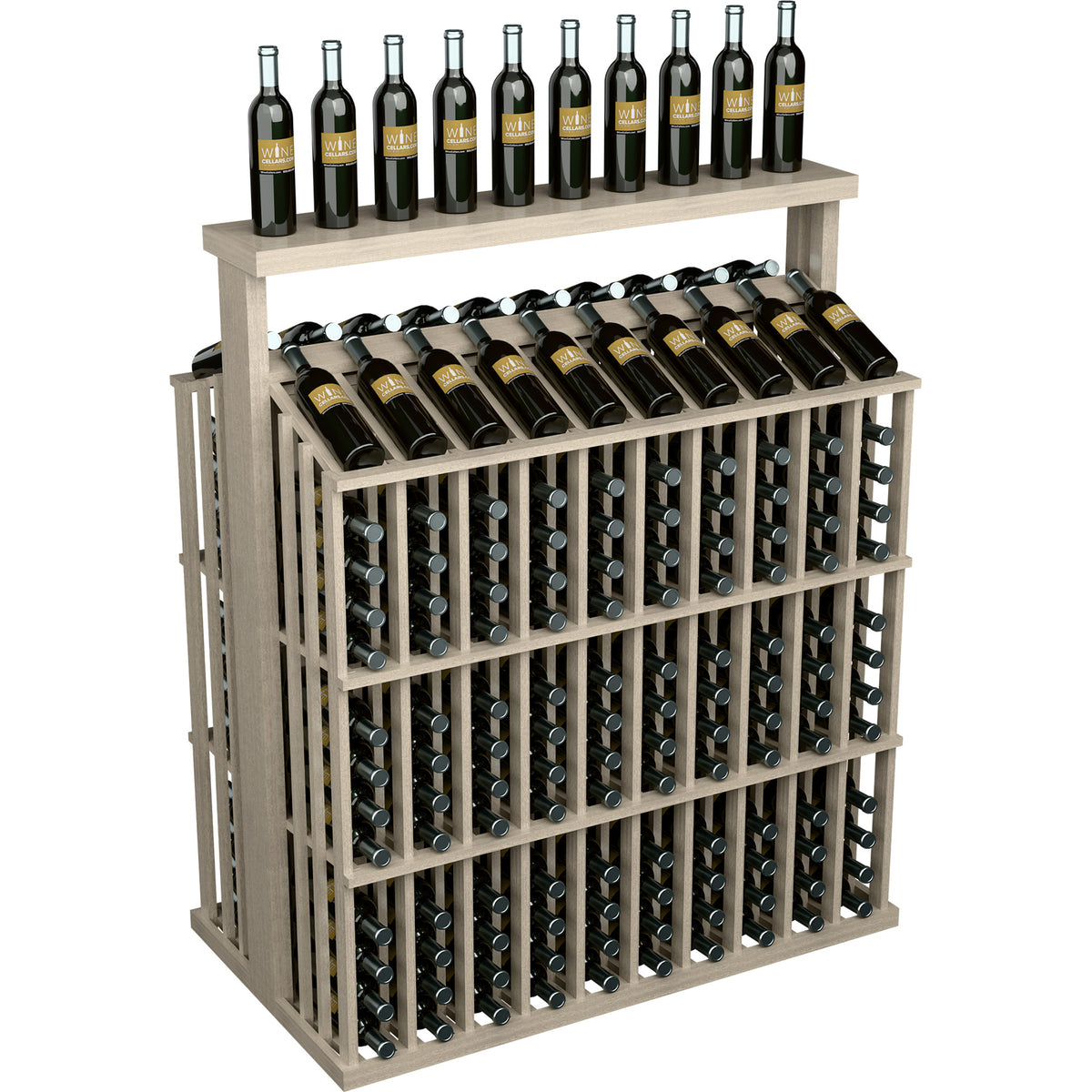 260-bottle commercial wine display with solid top and front bottle holder grid