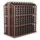 Medium brown aisle wine bottle rack with bottle holder grid and top row of bottles