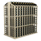 Commercial wine bottle display rack in light wood with metal bottle holders and front slots