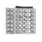 Crown molding trim for curved corner rack, dark top cap and gray frame