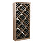 Wine storage cabinet with diamond lattice bottle slots, light wood frame, open front