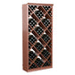 Wine bottle storage bin with red-brown diamond lattice and bottle storage slots