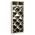 White solid-wood wine bottle storage cabinet with diamond lattice dividers