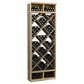 Natural wood wine storage bin with diamond lattice bottle racks