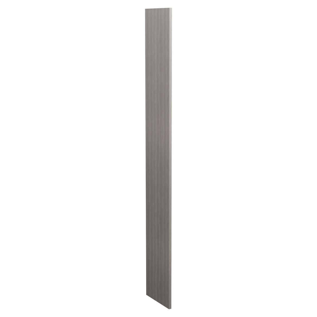 Dark gray pre-cut filler wood panel with narrow width and straight edges