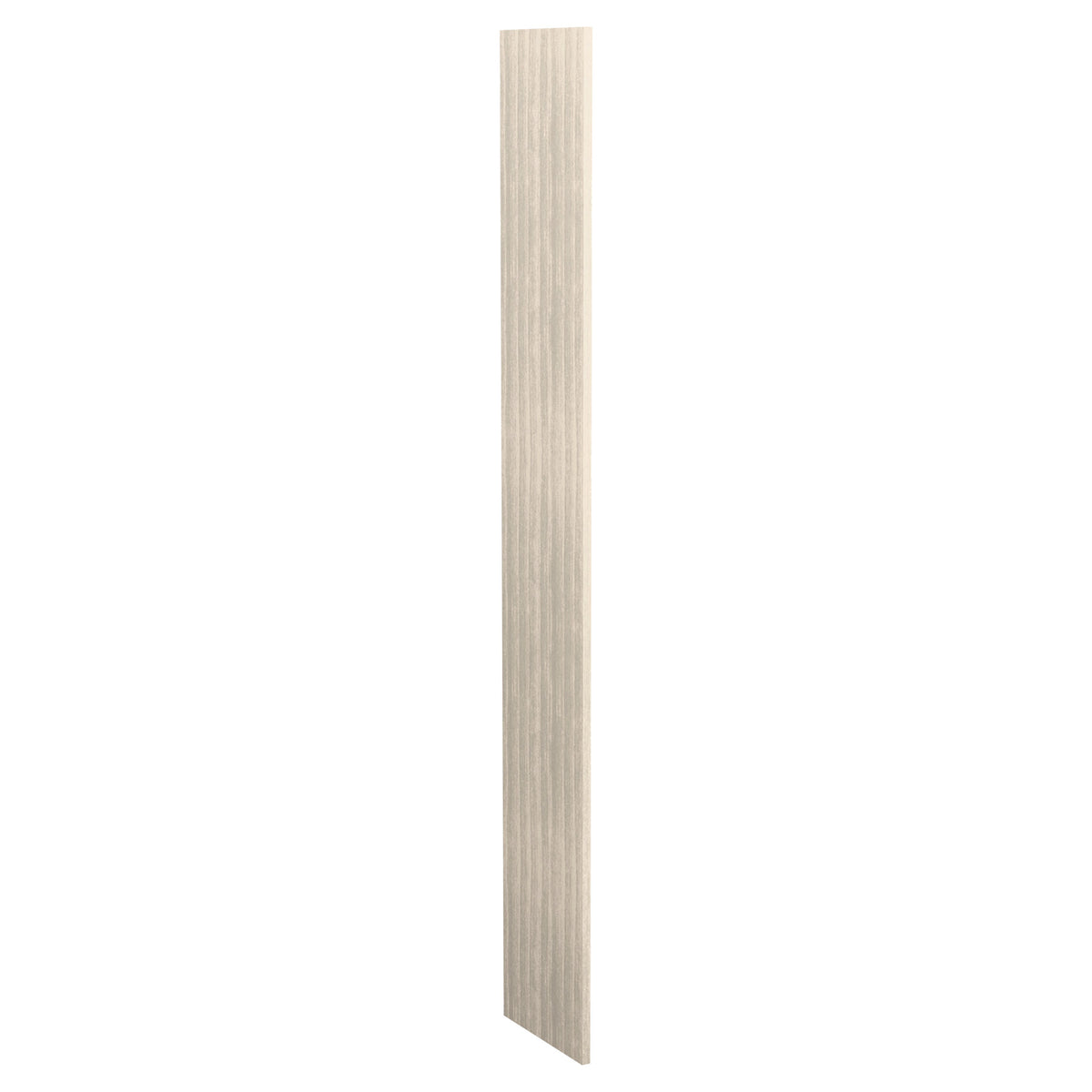 Pre-cut filler wood panel, light gray-beige, vertical plank with straight edges