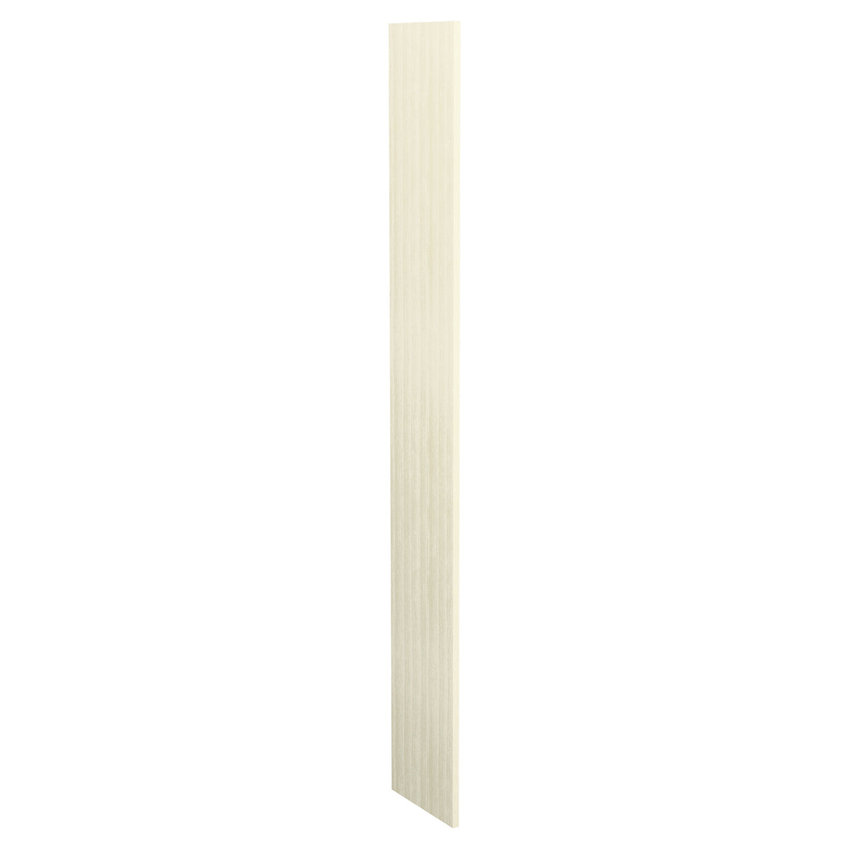 Pre-cut filler wood panel, whitewashed light color, vertical plank with straight edges