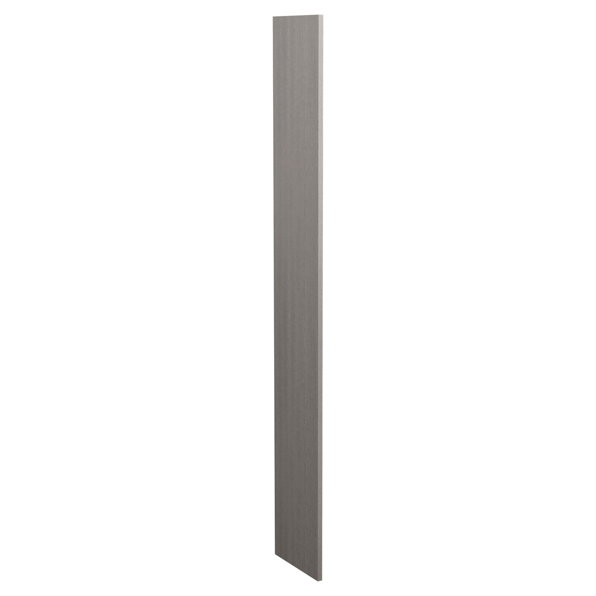 12 inch wood filler panel, dark gray stained finish, straight long edge