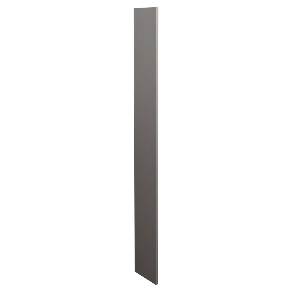 12 inch wood filler panel, dark gray charcoal stained finish, straight long edge