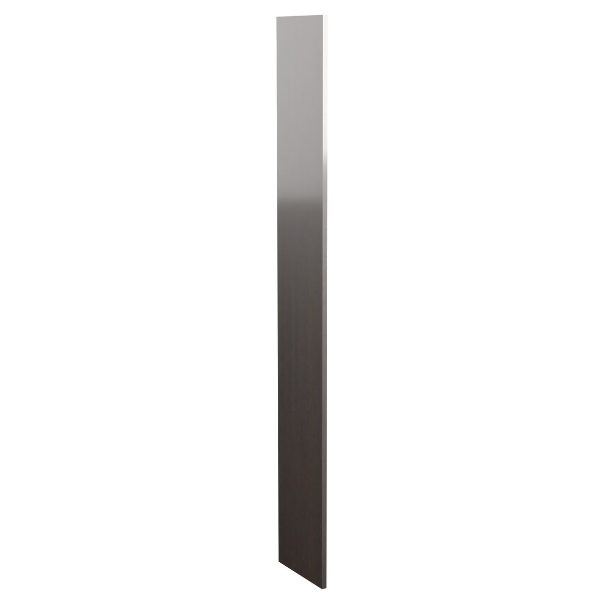 12 inch wood filler panel, dark espresso-brown stained finish, straight long edge