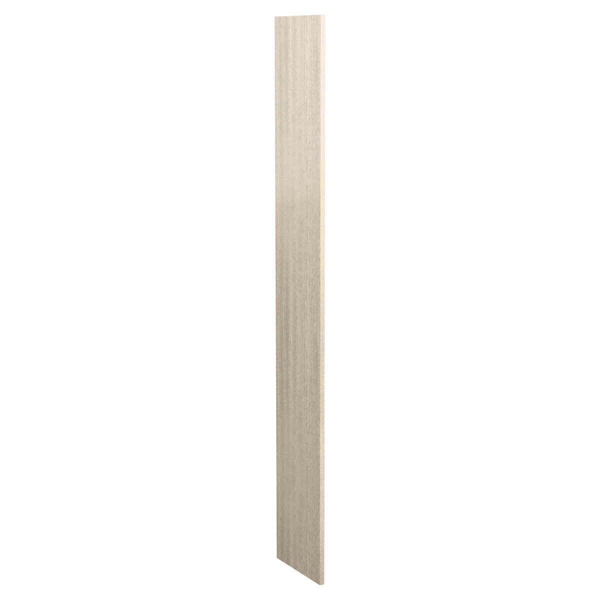 12-inch pre-cut filler wood panel, light tan plank with cut bottom edge