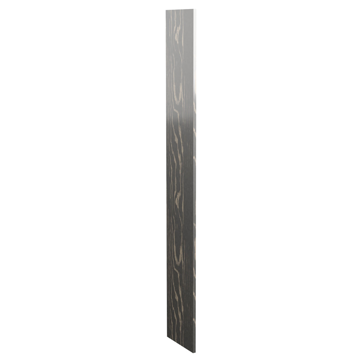 Pre-cut filler wood panel, 12-inch, medium dark gray with wood grain pattern.