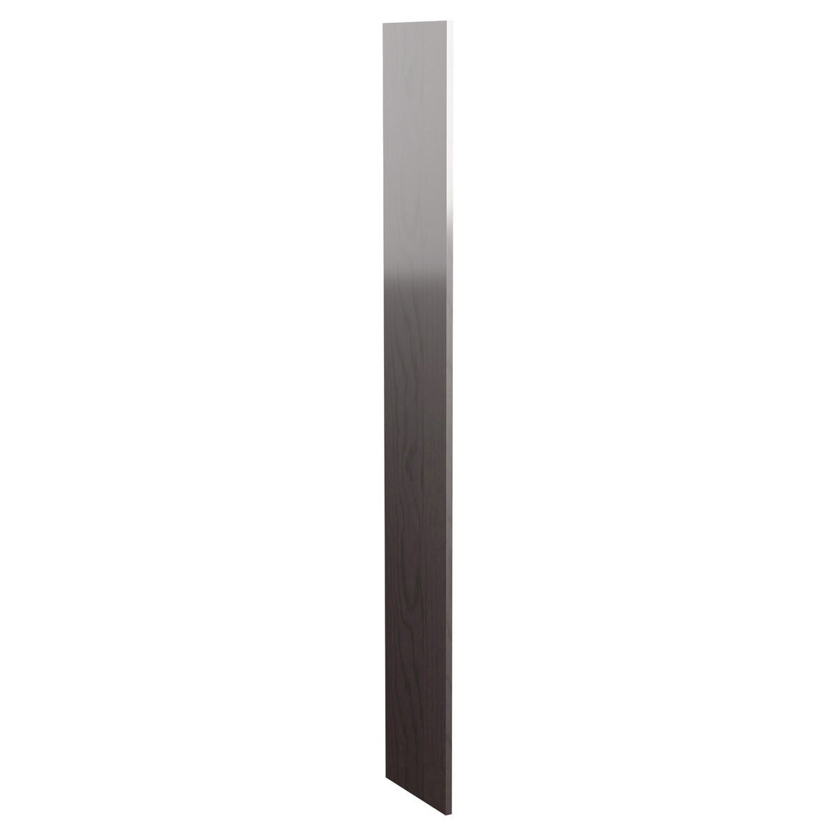 Pre-cut filler wood panel, 12-inch, gray with warm dark streaks and wood grain.