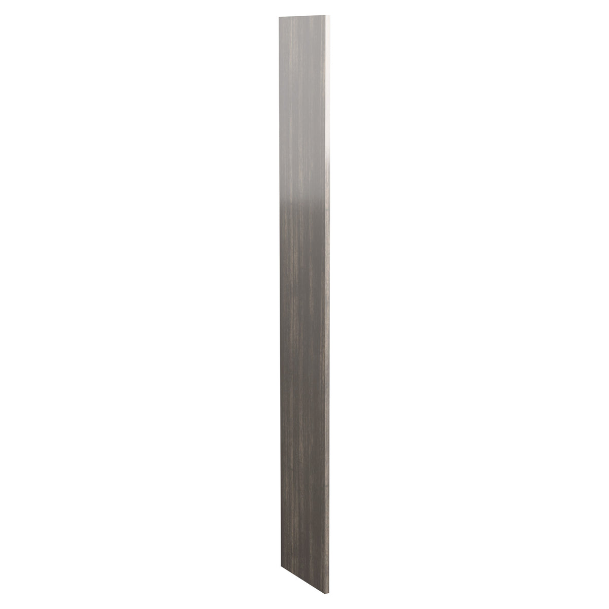 12-inch wood filler panel, deep dark stain with straight vertical grain